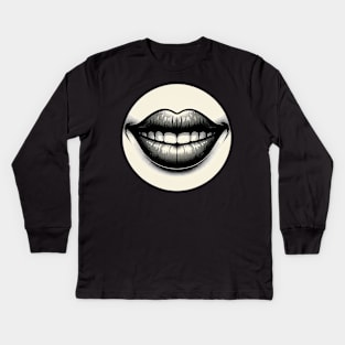 smiling mouth lips Kids Long Sleeve T-Shirt